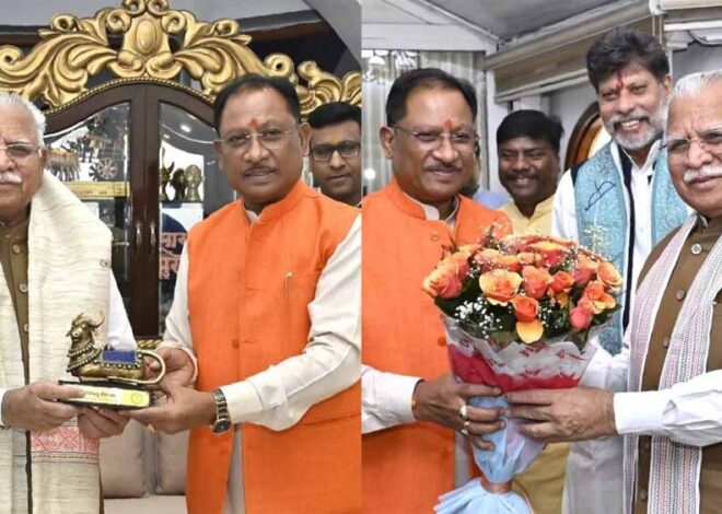 मुख्यमंत्री साय से केन्द्रीय मंत्री मनोहर लाल खट्टर ने  की सौजन्य मुलाकात