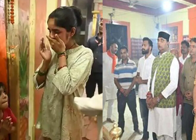 मंदिर के बाहर रो रही महिला की मंत्री विश्वास सारंग ने सुनी व्यथा, आर्थिक सहायता और रोजगार का दिया भरोसा
