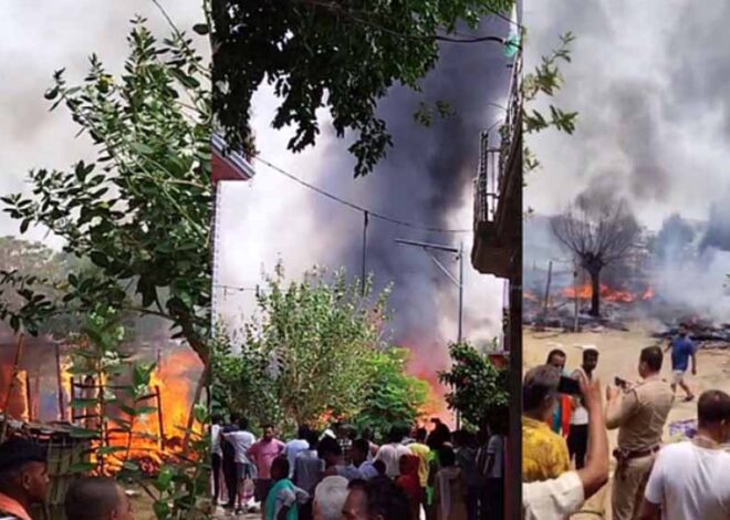 कृष्णा नगर इलाके में 25 झोपड़ियों में लगी आग, अपनी जान बचा कर भागे लोग