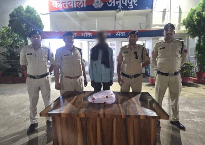 मादक पदार्थ गांजा के अवैध कारोबार के विरूद्ध कोतवाली अनूपपुर पुलिस द्वारा कार्यवाहीः गांजा सहित आरोपी गिरफ्तार