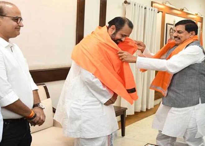 मुख्यमंत्री डॉ. यादव से श्री नाथजी मंदिर, नाथद्वारा के गोस्वामी विशाल बावा साहब ने की भेंट