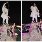सोशल मीडिया पर वायरल होने के चक्कर में एक दूल्हा-दुल्हन ने ट्रैफिक नियमों की धज्जियां उड़ाईं, कार पर दुल्हे का स्टंट