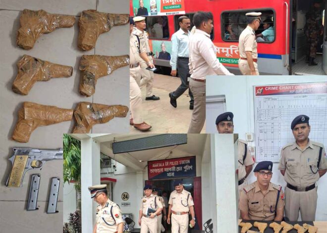 त्रिपुरा सुंदरी एक्सप्रेस में हथियारों का जखीरा पकड़ा,  RPF ने 8 देसी पिस्तौल और 16 मैगजीन बरामद किये
