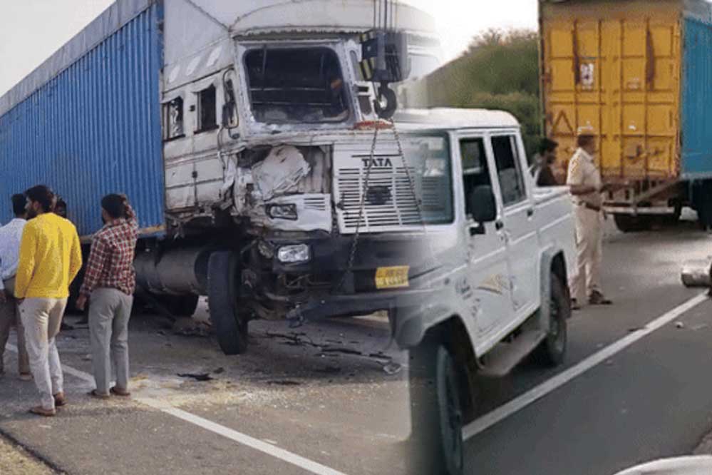 राजस्थान के दौसा-मनोहरपुर हाईवे पर ट्रक और जीप की जोरदार टक्कर में दूल्हा-दुल्हन समेत पांच लोगों की मौत
