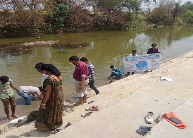 नर्मदा नदी से लगे ग्रामों में नदी के आसपास स्वच्छता के लिये सामूहिक श्रमदान